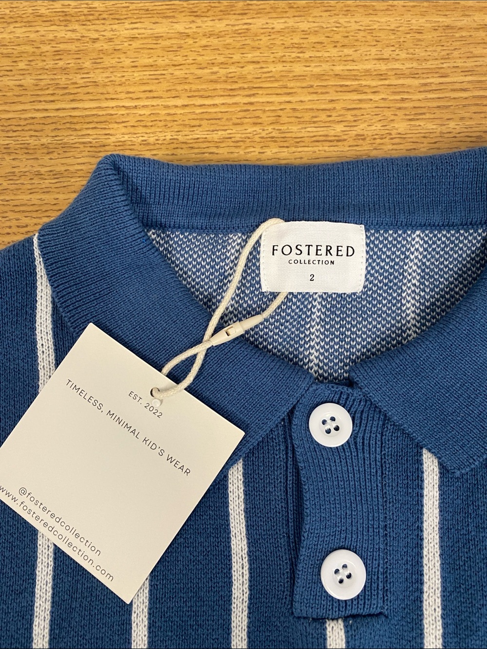 Oster Blue and White Vertical-Stripe Polo Sweater - Picture 2 of 7